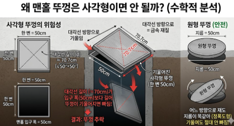 맨홀 뚜껑 둥근 이유