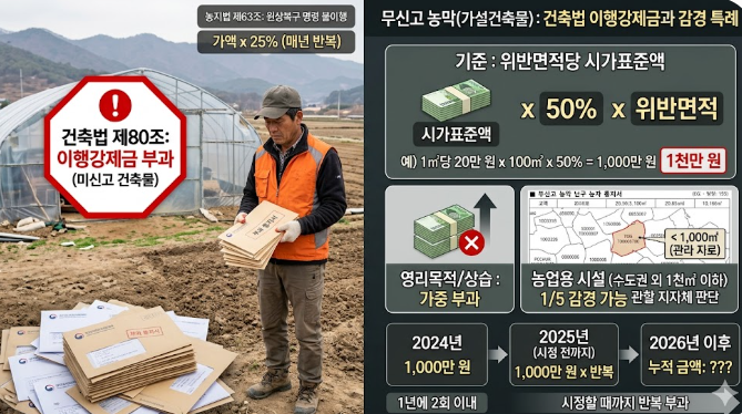 건축법에 따른 불법 농막 이행강제금 계산 방법