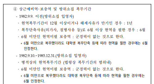 공무원 군경력 인정 기준 