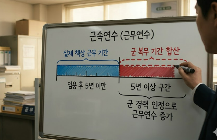 공무원 군경력 정근수당 근무연수 산입