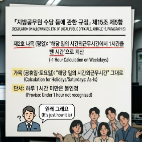 공무원 시간외근무수당 1시간 공제 근거