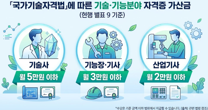 기술정보수당 가산금 종류 구분