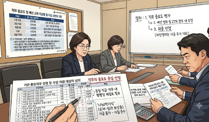 중요직무급 지급기준 선정 내부계획 수립
