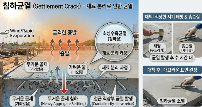 콘크리트 균열 원인과 대책 - 침하균열