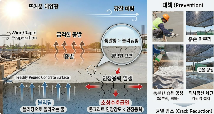 콘크리트 균열 종류 - 소성수축 균열