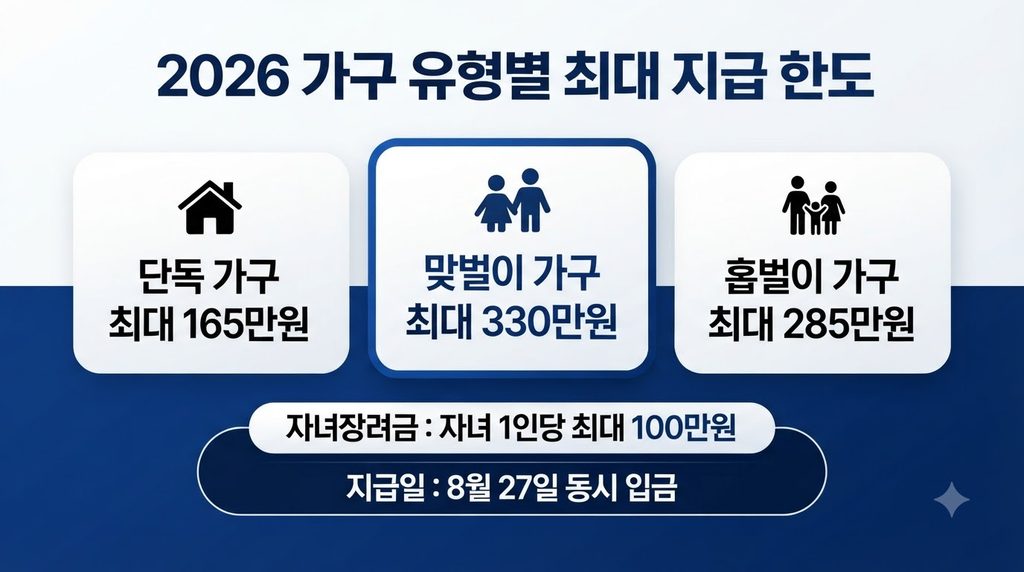 2026 근로장려금 유형별 최대 지급 한도 (1)