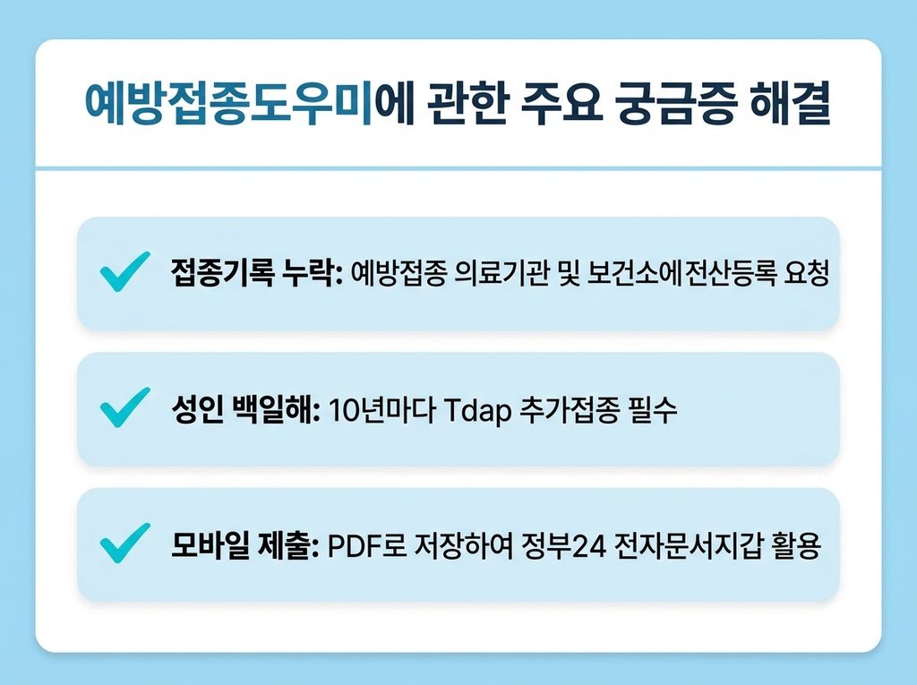 예방접종도우미 주요 질문 사항