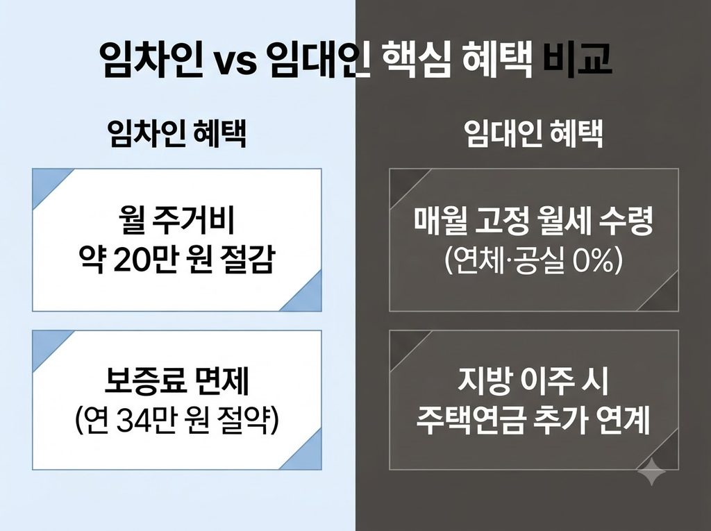전월세 안심신탁 혜택 비교(임차인, 임대인)