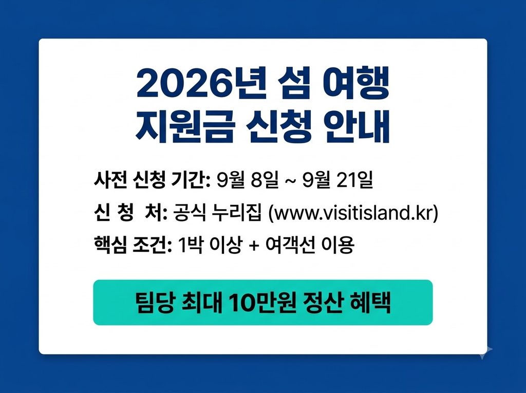섬 여행 지원금 최대 10만 원 신청방법과 2026년 가을 조건 총정리 2 2026 섬 여행 지원금 신청