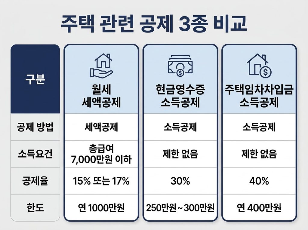 2026년 월세 주요공제 3가지 비교