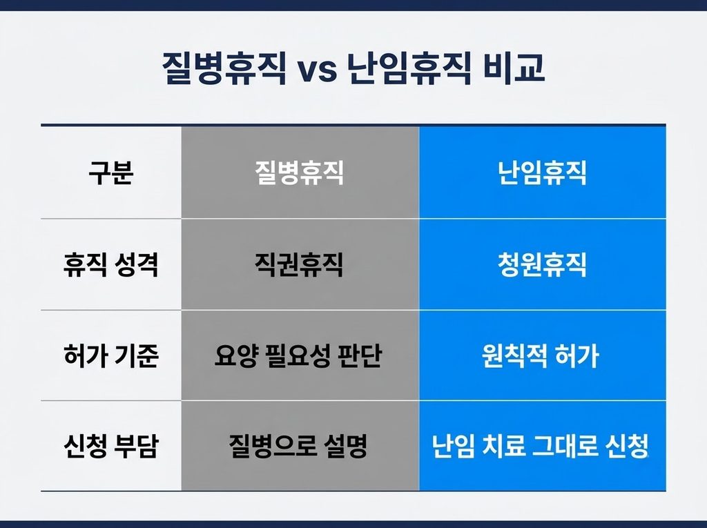 공무원 난임휴직 질병휴직 비교
